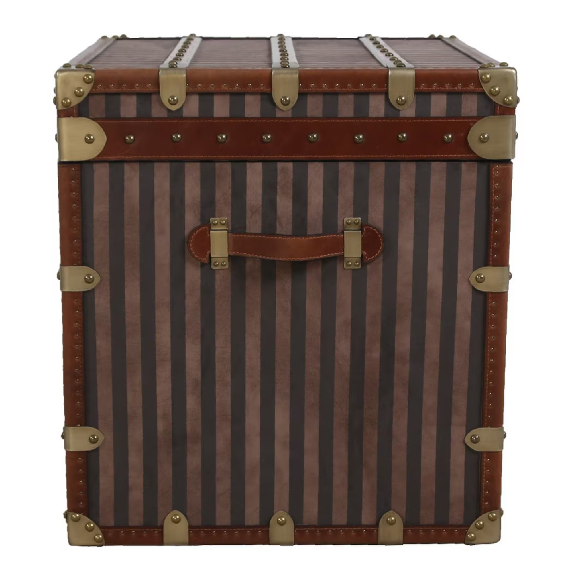LARGE TRUNK | OAK, LEATHER & ANTIQUE BRASS