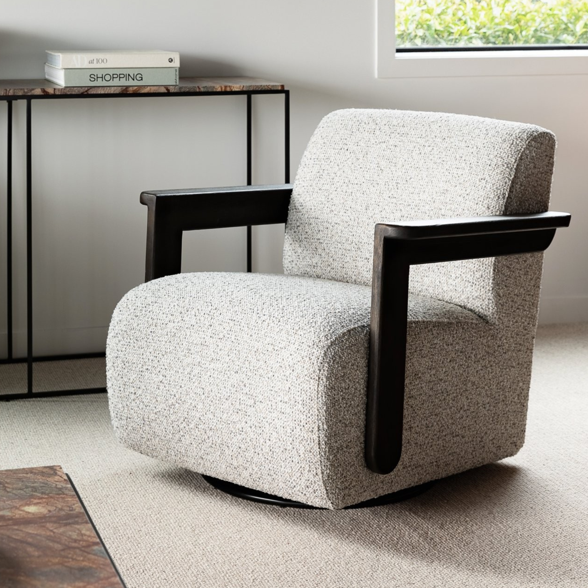 TARA ROCKING SWIVEL CHAIR | BISCUIT