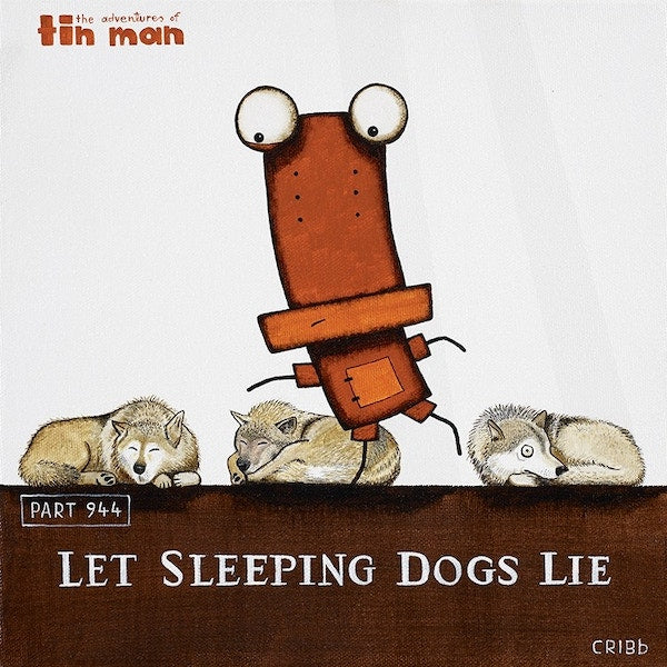 TIN MAN 'LET SLEEPING DOGS LIE' | BOX FRAME READY TO HANG | TONY CRIBB | NZ MADE