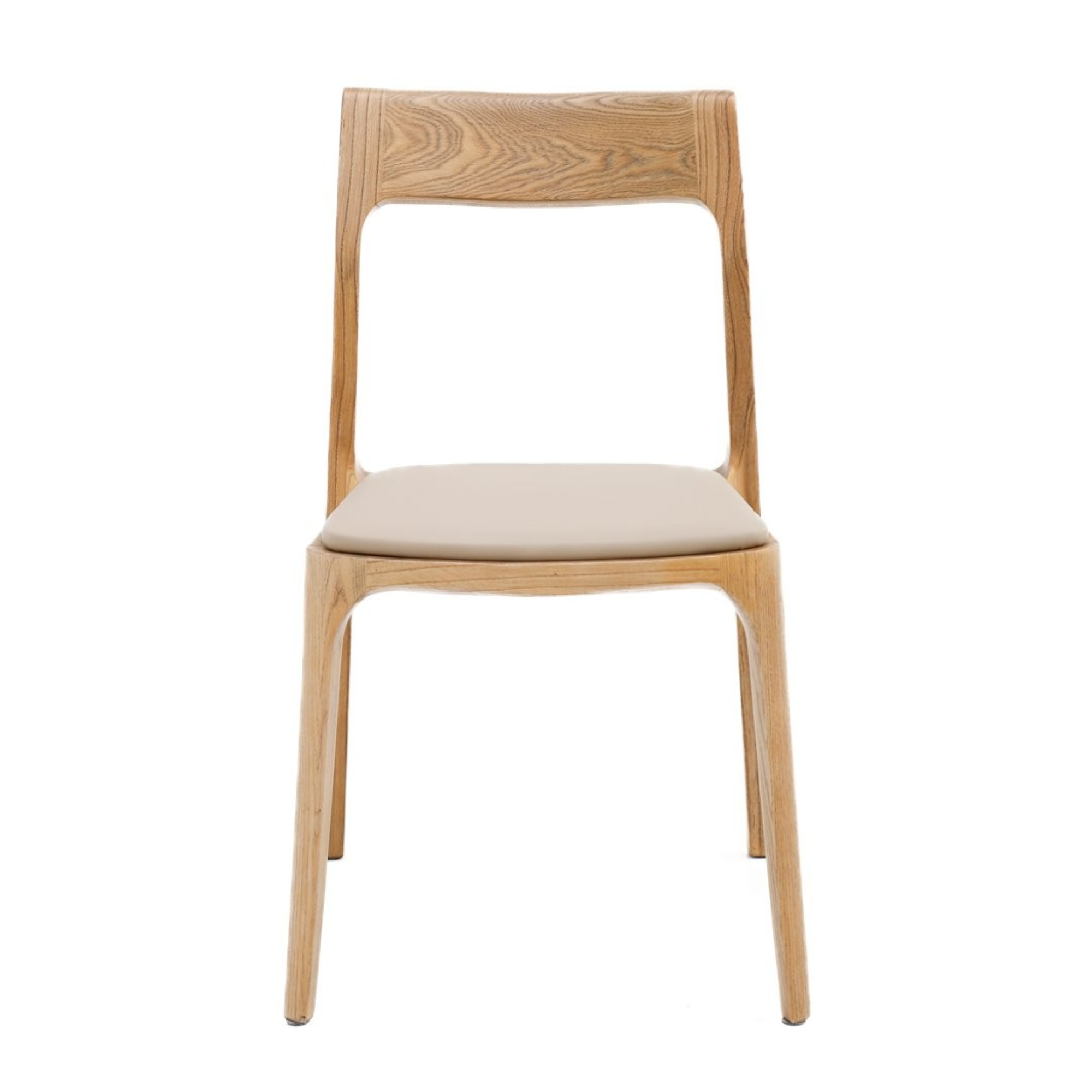 Vaasa Stackable Dining Chair | Beige Leather Seat