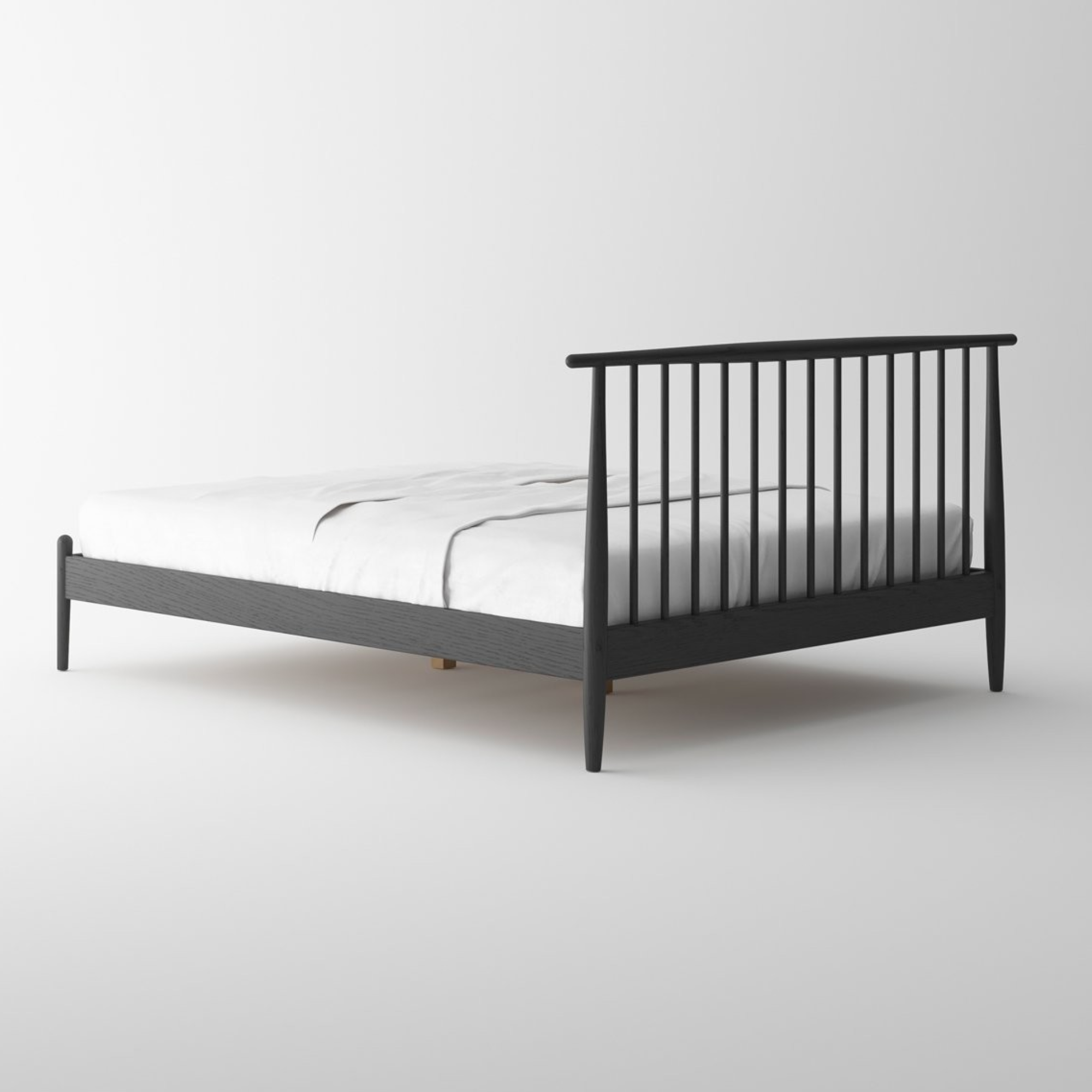 VOSS QUEEN SOLID OAK BED FRAME | BLACK