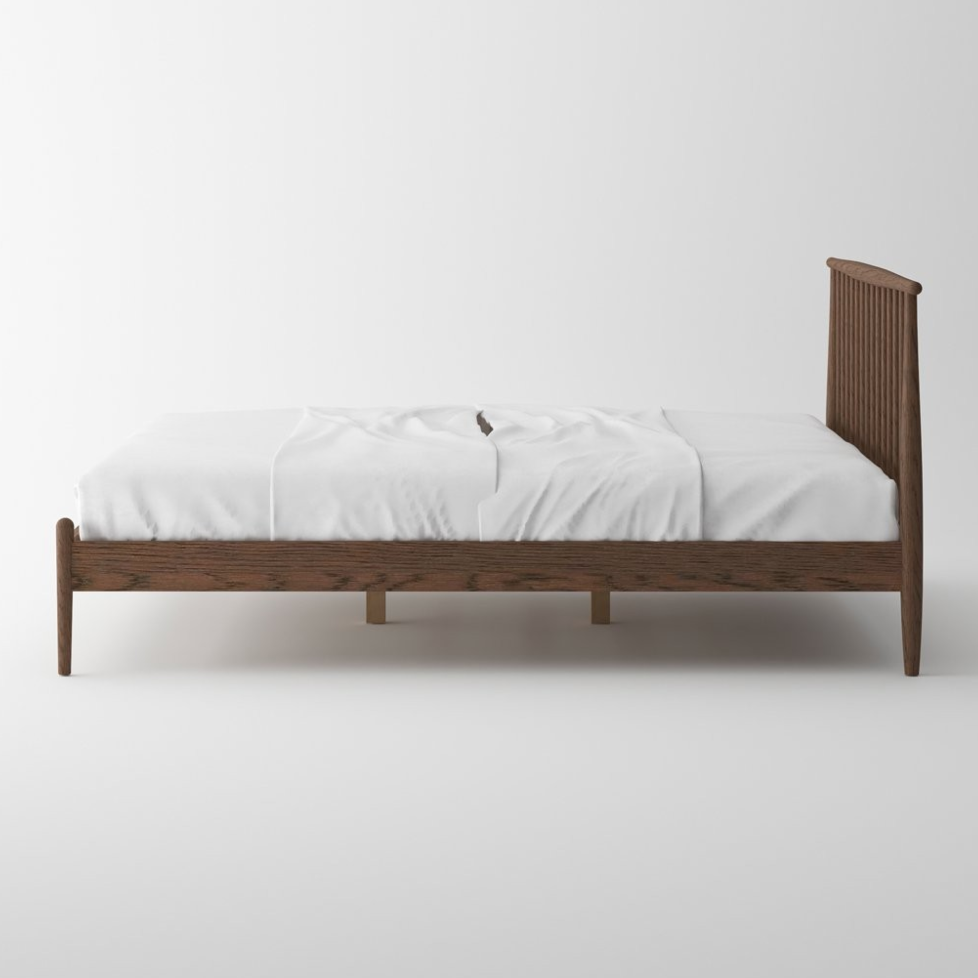 VOSS QUEEN SOLID OAK BED FRAME | WALNUT