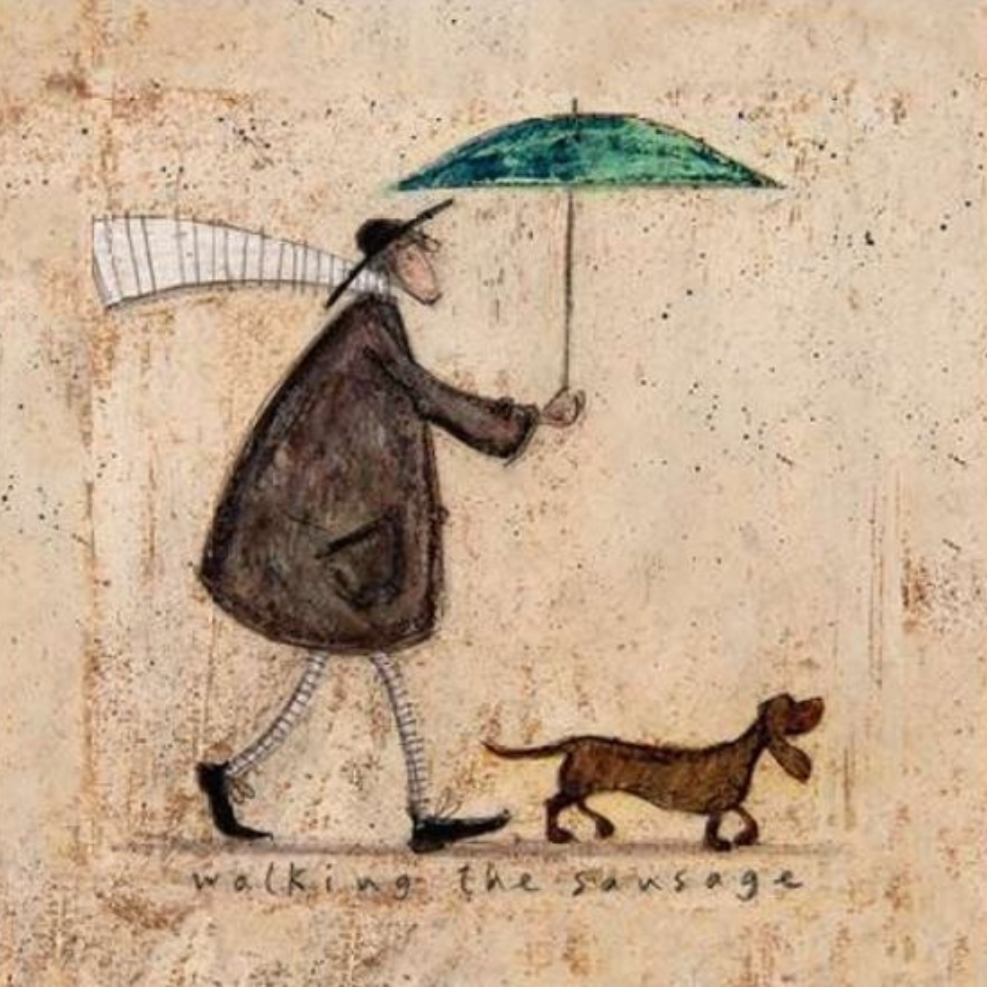 WALKING THE SAUSAGE | BOX FRAME READY TO HANG | SAM TOFT | NZ MADE