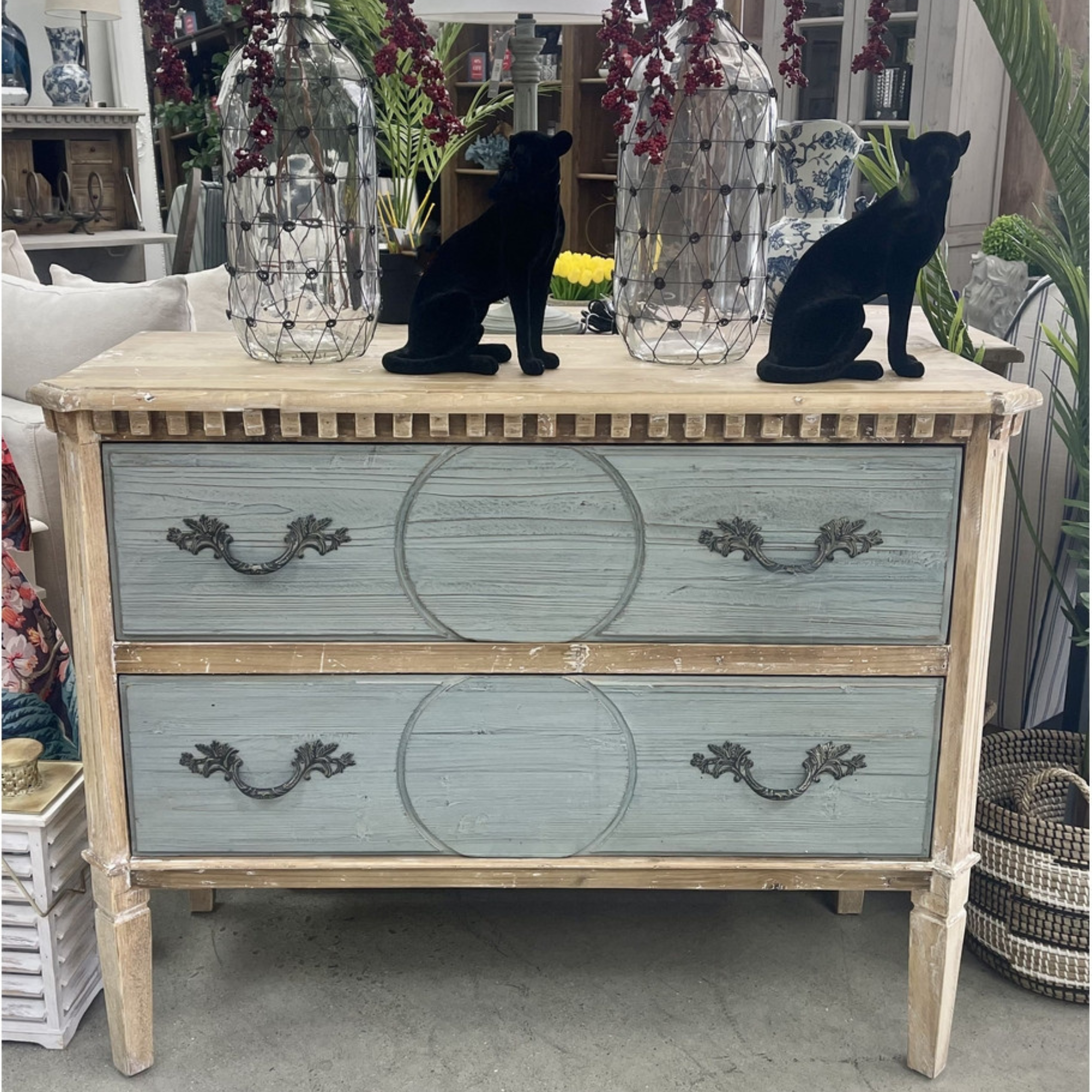 SEASALT BLUE FRENCH COUNTRY 2 DRAWER CHEST