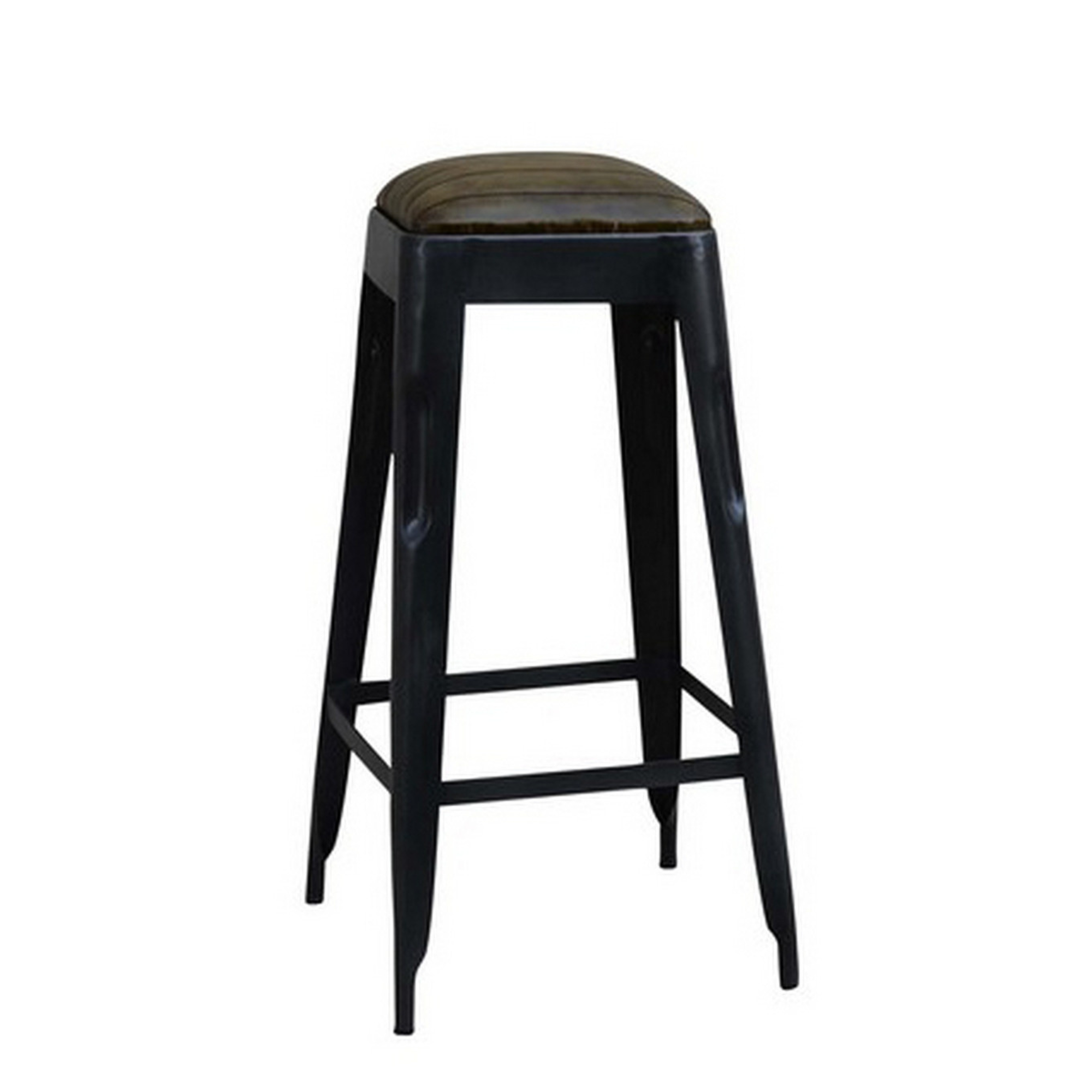 INDUSTRIAL LEATHER TOP BAR STOOL