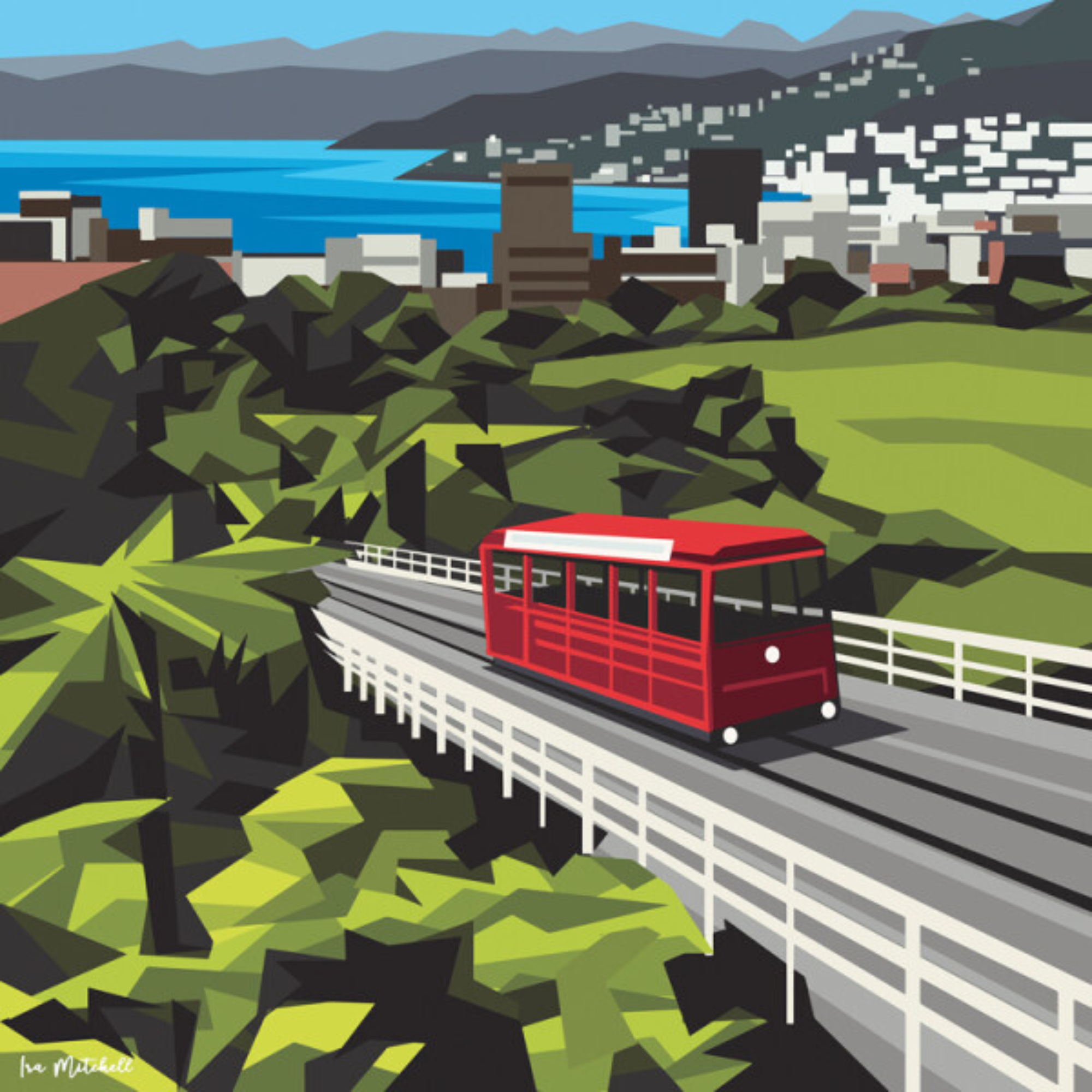 WELLINGTON CABLE CAR | CANVAS STRETCHED READY TO HANG | IRA MITCHELL  | NZ MADE