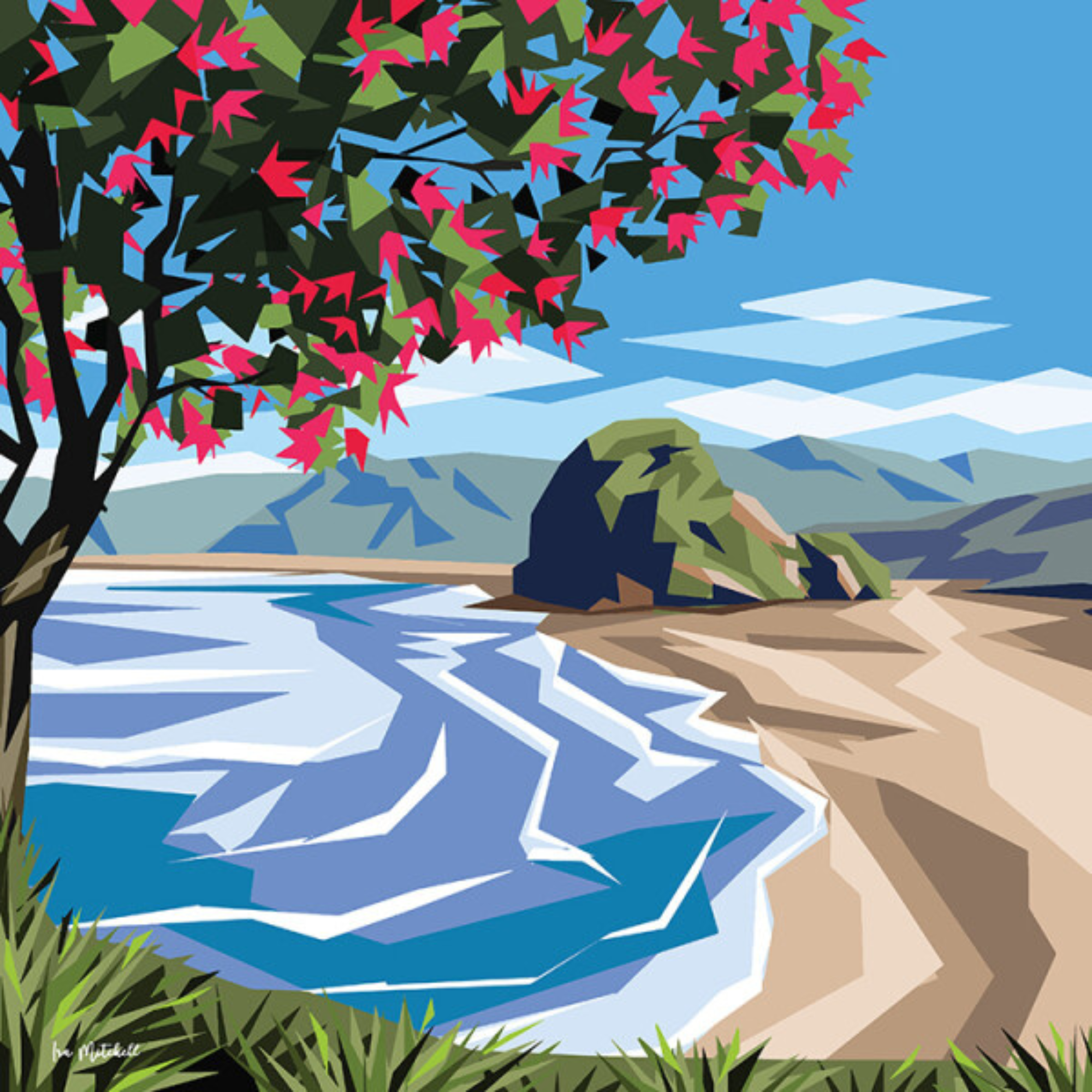 WEST COAST POHUTUKAWA | CANVAS STRETCHED READY TO HANG | IRA MITCHELL  | NZ MADE