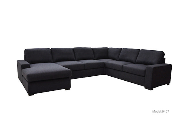 BRONSON 6 SEATER MODULAR LOUNGE SUITE WITH SOFA BED