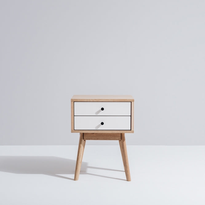 COMPASS 2 DRAWER SIDE TABLE | WHITE