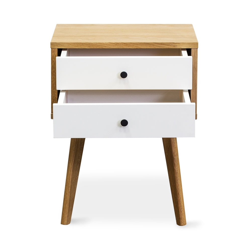 COMPASS 2 DRAWER SIDE TABLE | WHITE