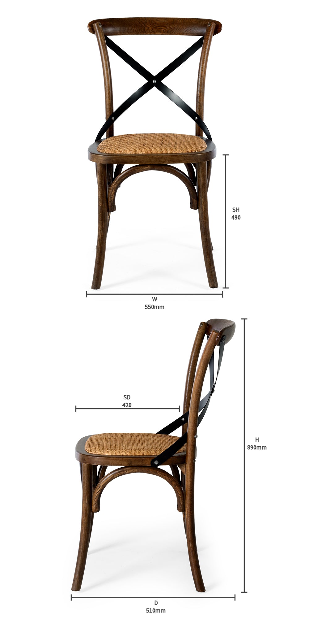 VILLA X-BACK CHAIR | FRAME SMOKED OAK