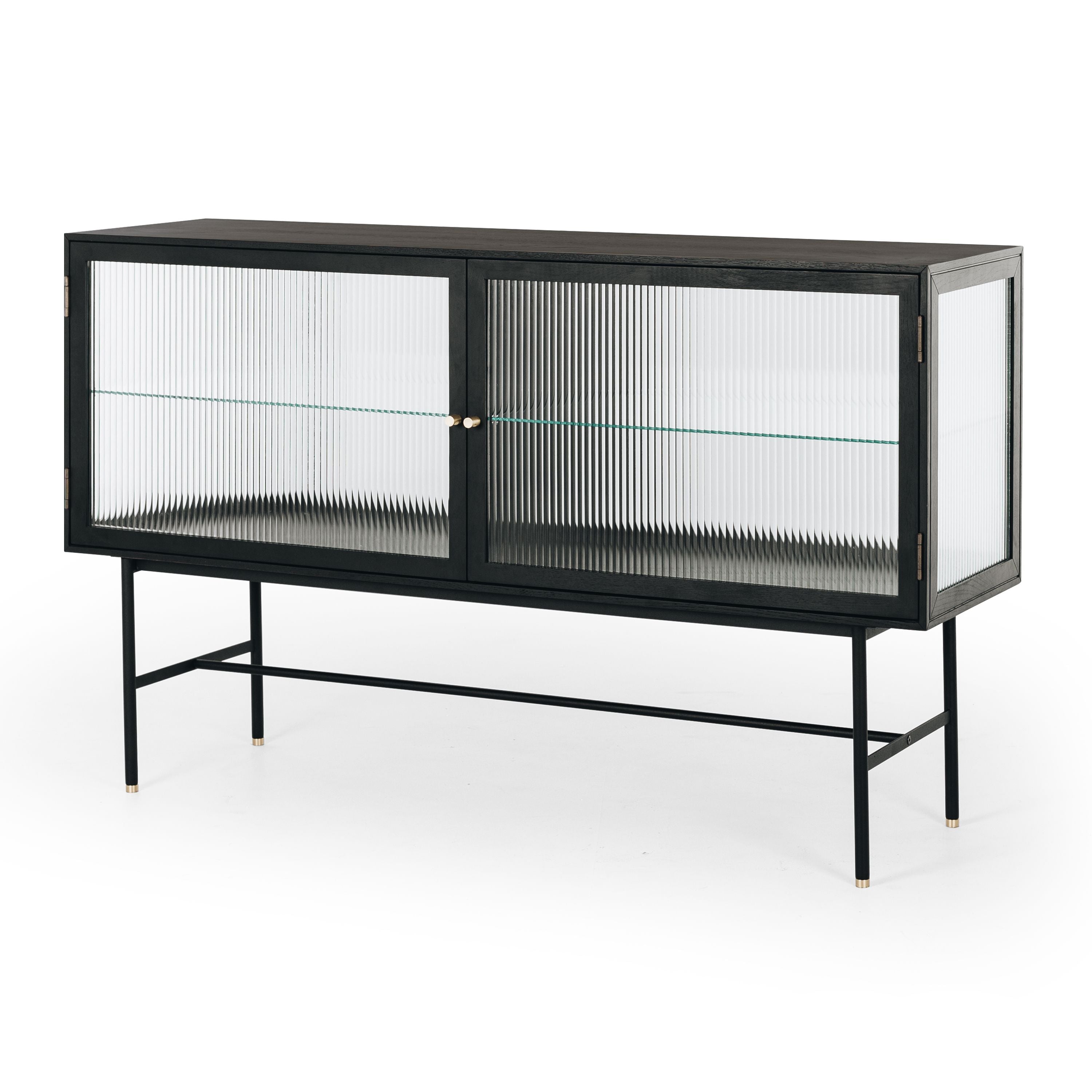 KOBE SIDEBOARD FLUTED GLASS | BLACK OAK