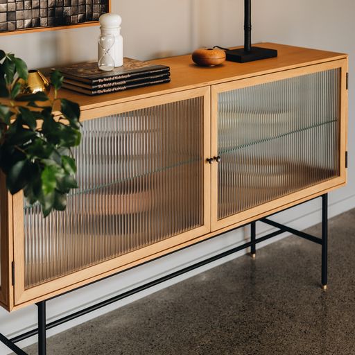 KOBE SIDEBOARD FLUTED GLASS | NATURAL OAK