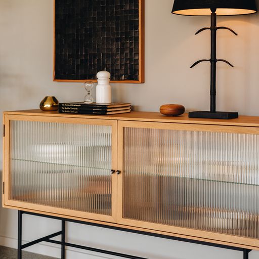 KOBE SIDEBOARD FLUTED GLASS | NATURAL OAK