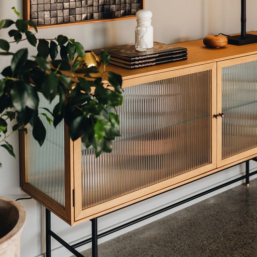 KOBE SIDEBOARD FLUTED GLASS | NATURAL OAK