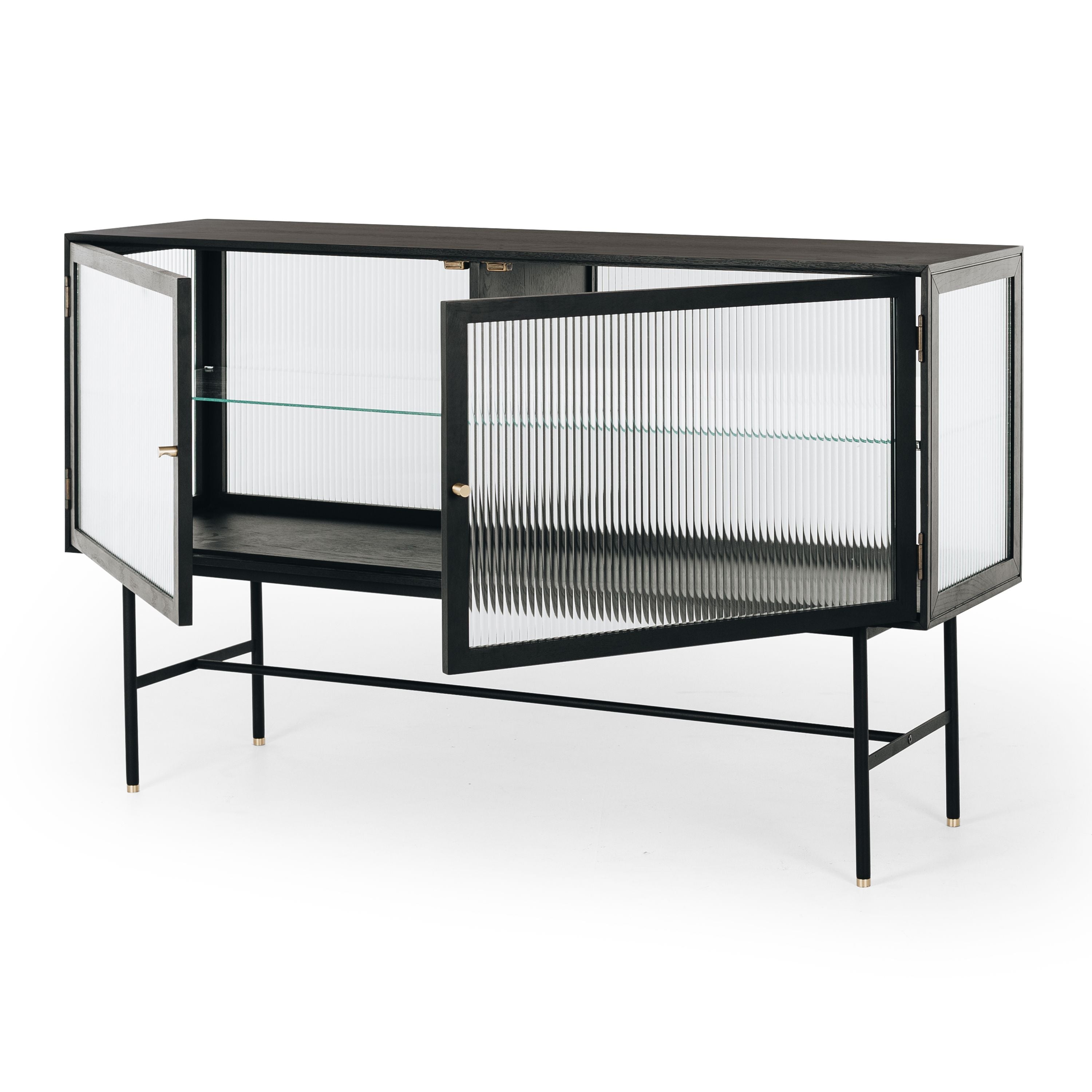 KOBE SIDEBOARD FLUTED GLASS | BLACK OAK