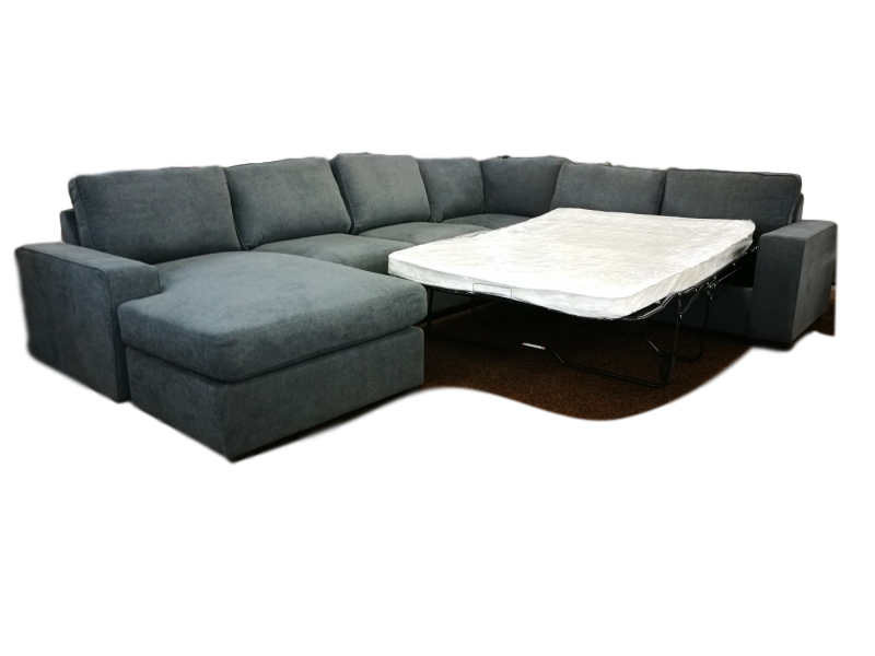 BRONSON 6 SEATER MODULAR LOUNGE SUITE WITH SOFA BED