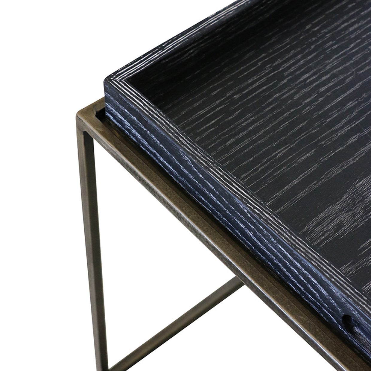 LE MARAIS OCCASIONAL TABLE WITH OAK TRAY TOP AND BLACK METAL LEGS