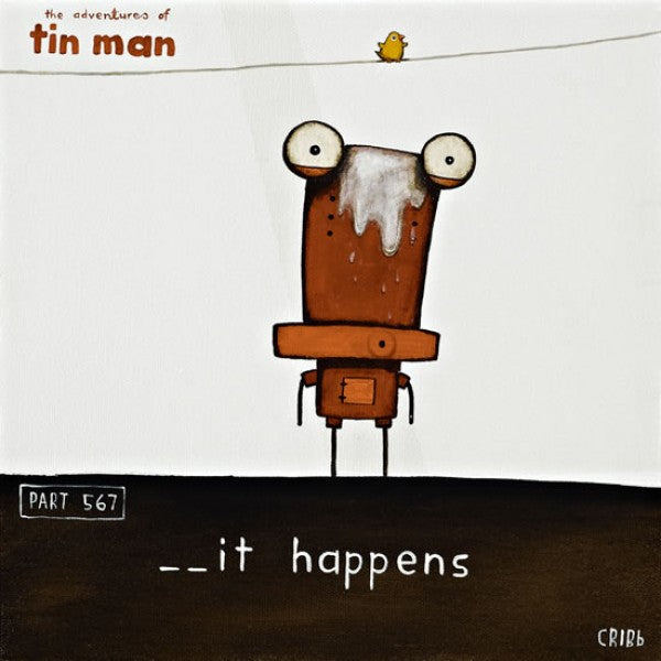 TIN MAN 'S_IT HAPPENS' | BOX FRAME READY TO HANG | TONY CRIBB | NZ MADE