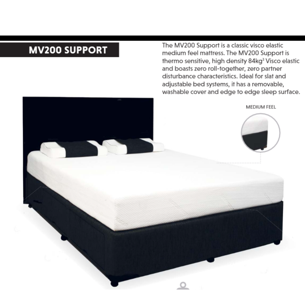 MAZON MEMORY FOAM VISCO MV200 SUPPORT MATTRESS FOR ADJUSTABLE BEDS OR SLAT BASES
