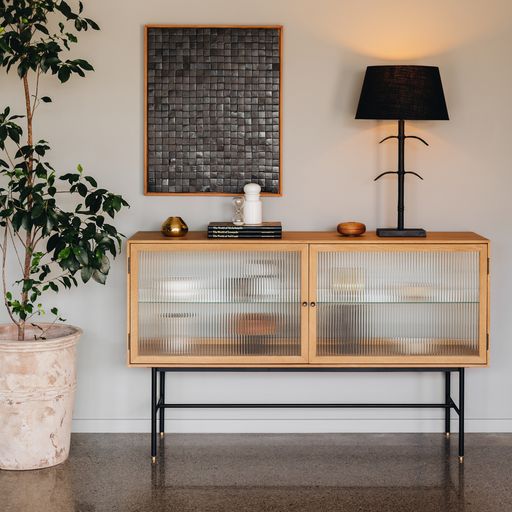 KOBE SIDEBOARD FLUTED GLASS | NATURAL OAK