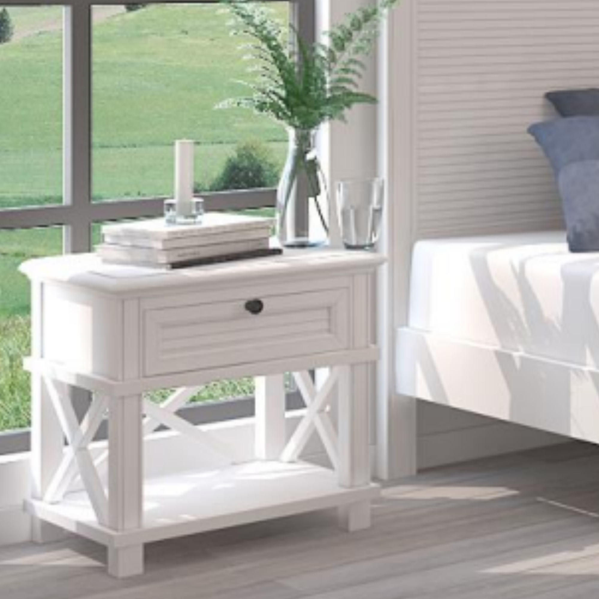 SINTRA HAMPTON STYLE BEDSIDE CABINET WITH DRAWER & SHELF
